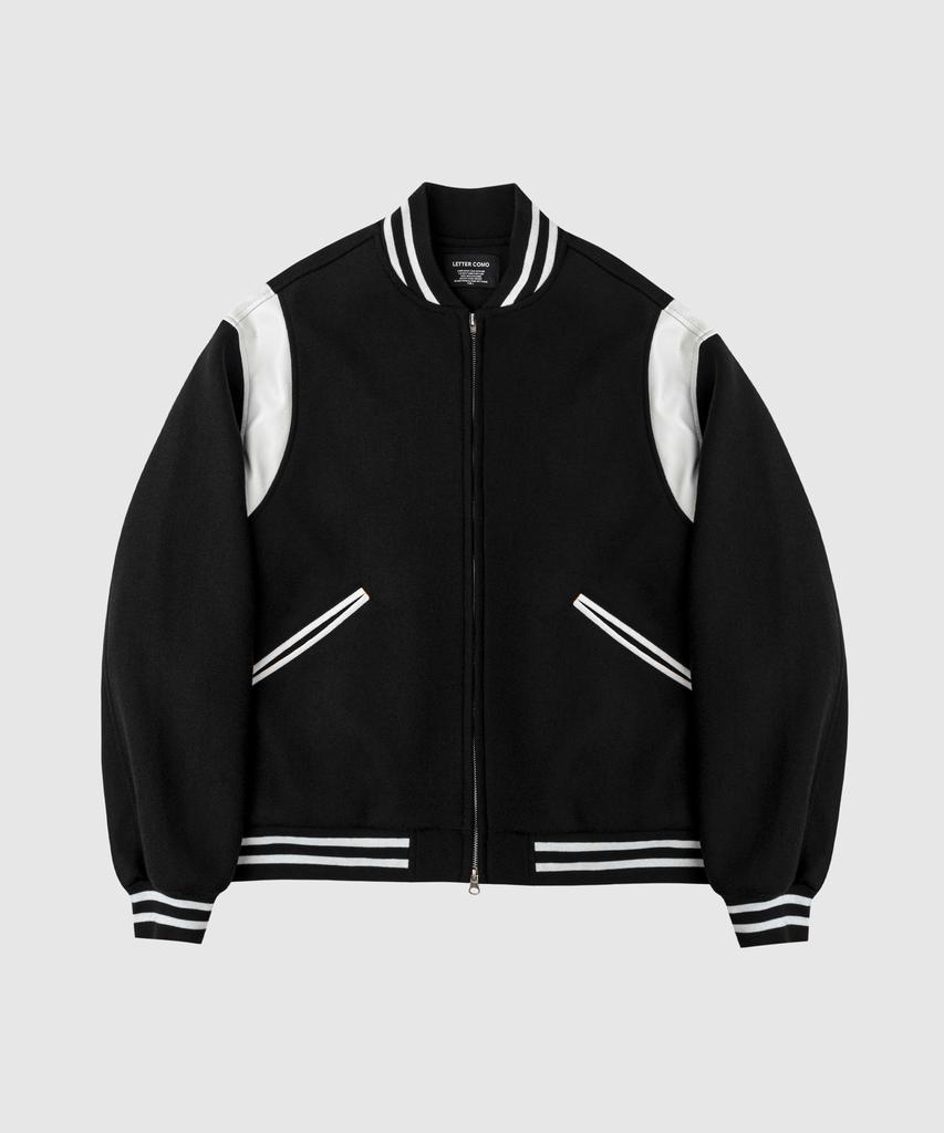 Lettercomo Big Award Stadium Wool Varsity Jacket Black