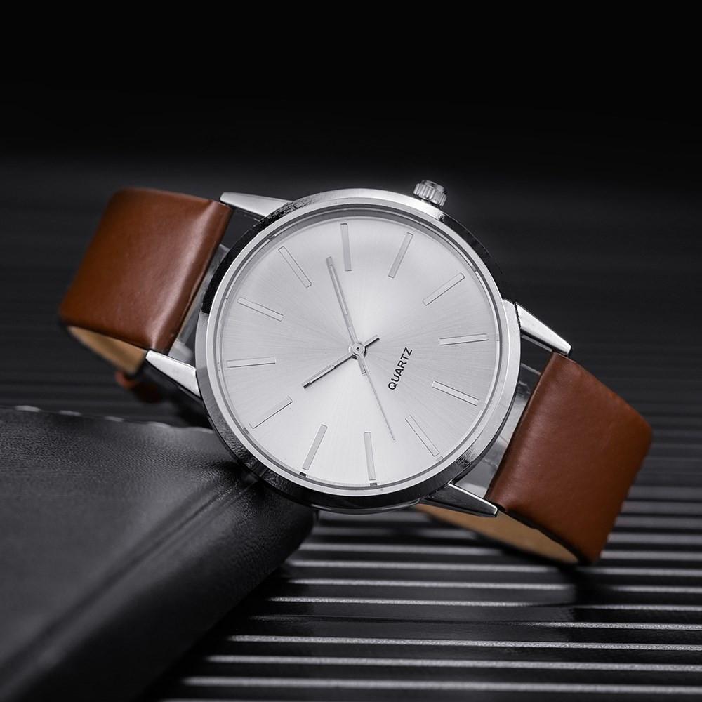Relojes para Hombre Marca Superior Lujo Correa de Cuero Marrón Reloj de Pulsera de Cuarzo Reloj Casual Simple para Hombre Reloj de Muñeca Masculino Reloj Hombre