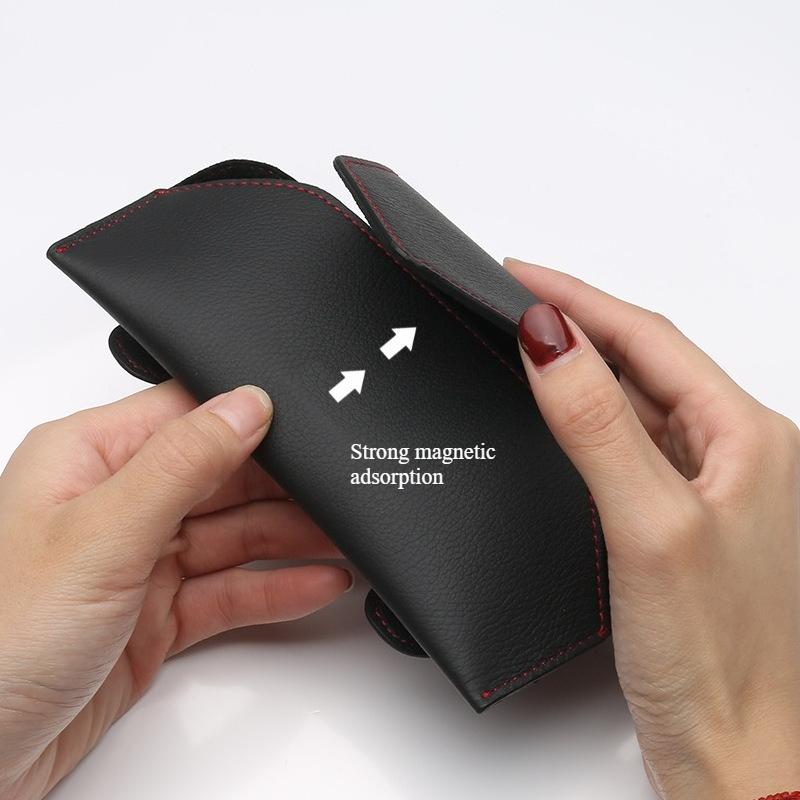 Universal Car Mounted Leather Clip Glasses Case Sunglasses Sunshade Storage Rack Car Glasses Holder Auto Interior Storage