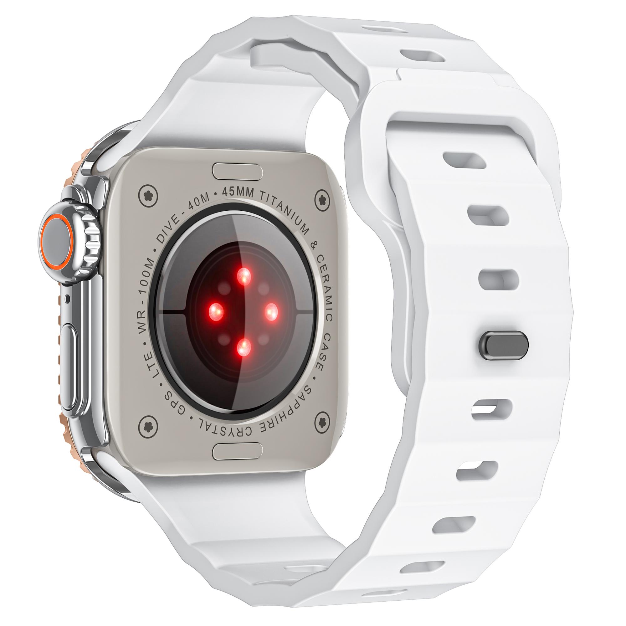 

Fluorubber Watch Strap for Apple Watch Series 10 Ultra 9 8 7 SE 6 5 4 3 2 1 46mm 49mm 45mm 44mm 42mm Wave Band White