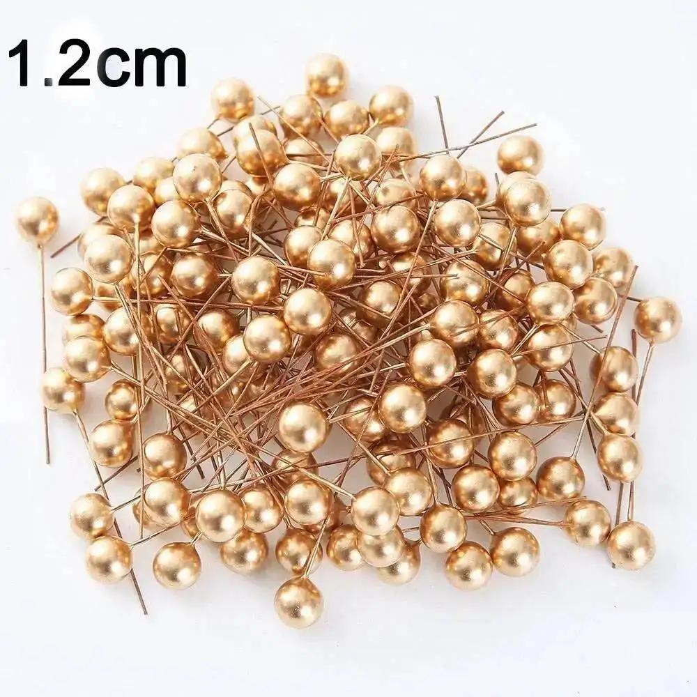 50PCS Creative Plastic Berry Artificial Flower RedCherry Pearlescent Stamen DIY Wedding Christmas Cake Box Wreaths Decoration