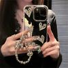 Stylish Korea Cute 3D Love Heart Bralet Phone Case For iPhone 17 Air 16 15 13 11 12 Pro Max 14 Plus Silvery Mirror Girl Cover