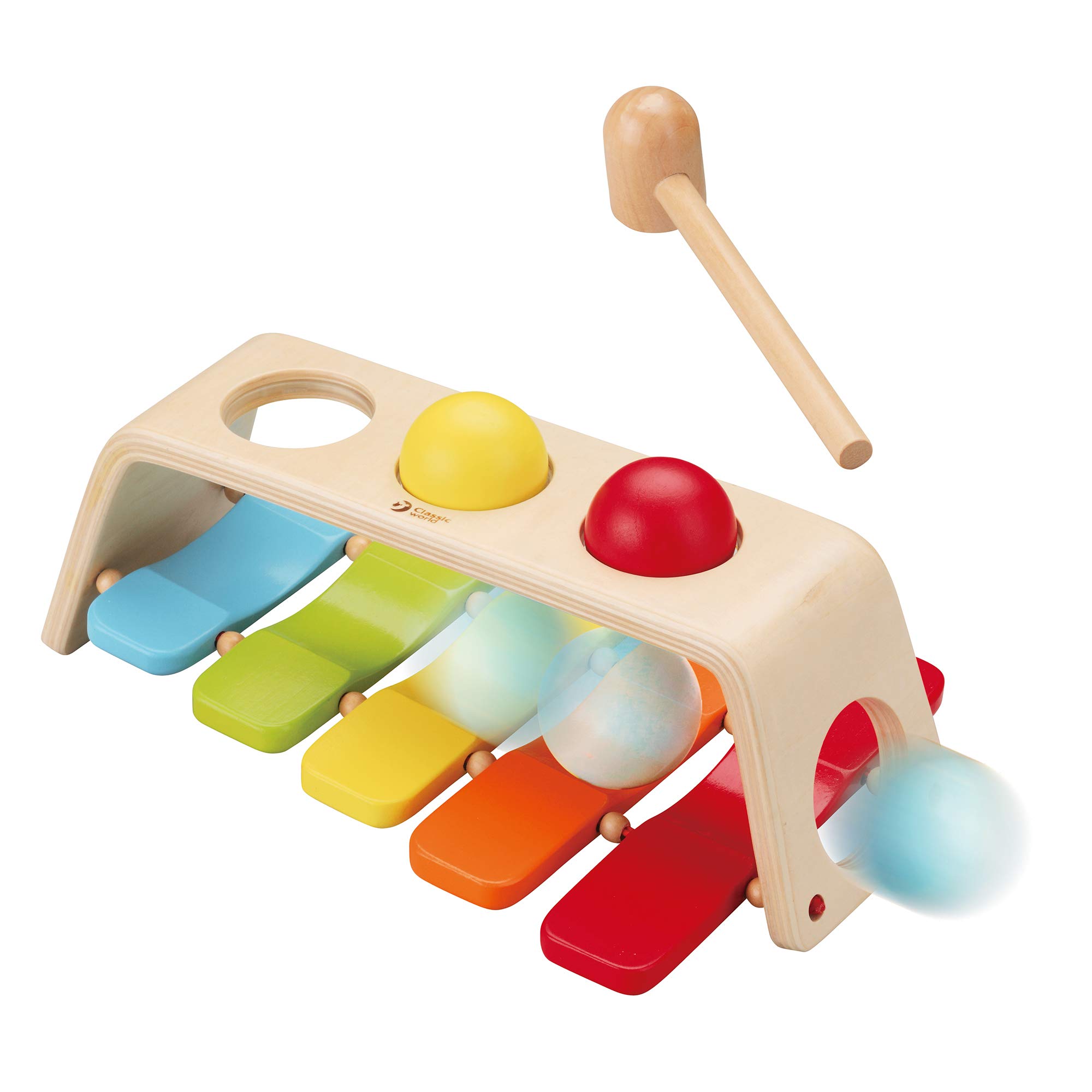 

Classic World Educational Toy, Hammer Toy, Ball Rolling Toy, Wooden Xylophone, for Girls and Boys, Ages 0-3, Baby Shower Gift, Toddler, Infant, Birthd