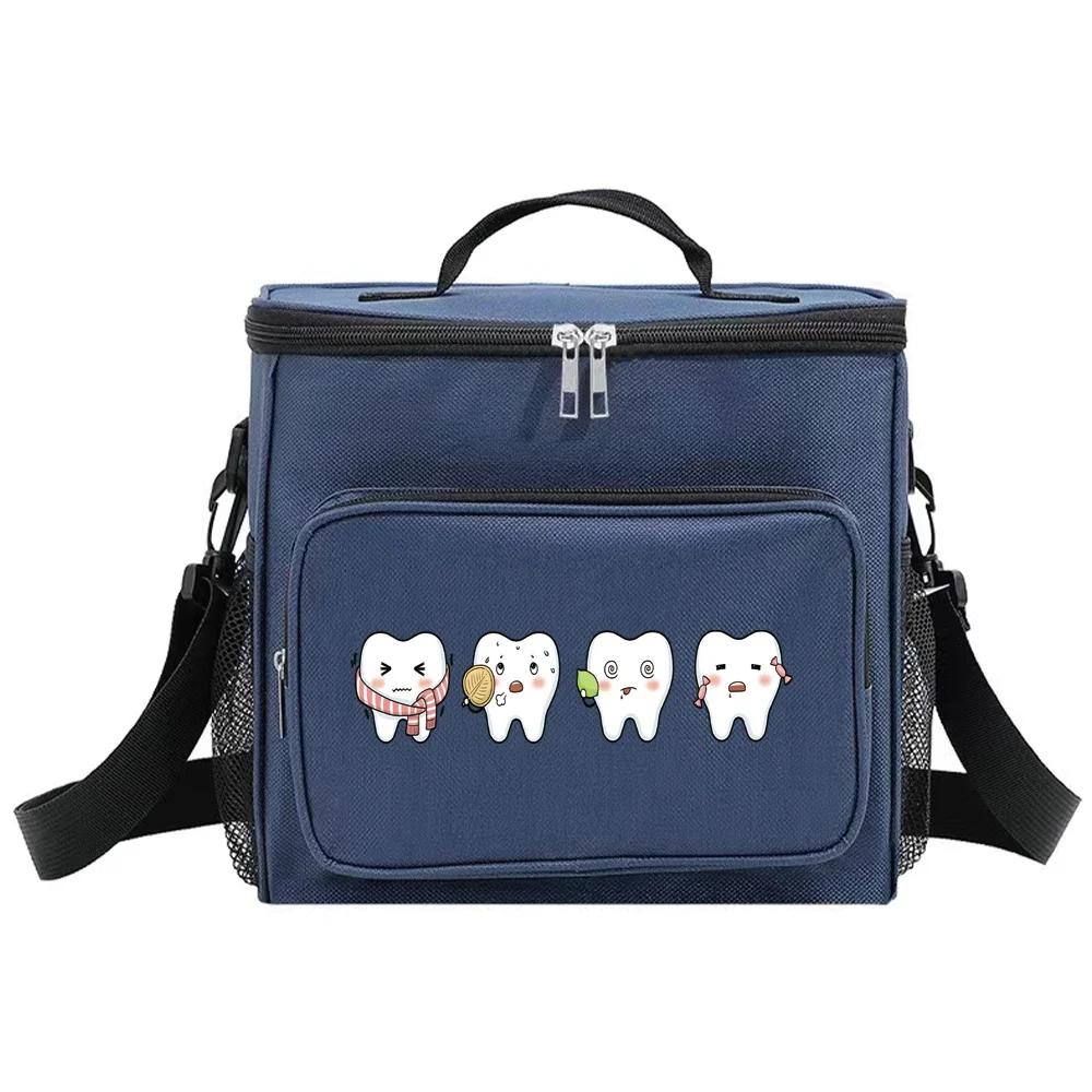 Insulated Bags Shoulder Lunch Bag Waterproof Cooler Box Portable Thermal Organizer Handbag for Men and Women Teeth Pattern