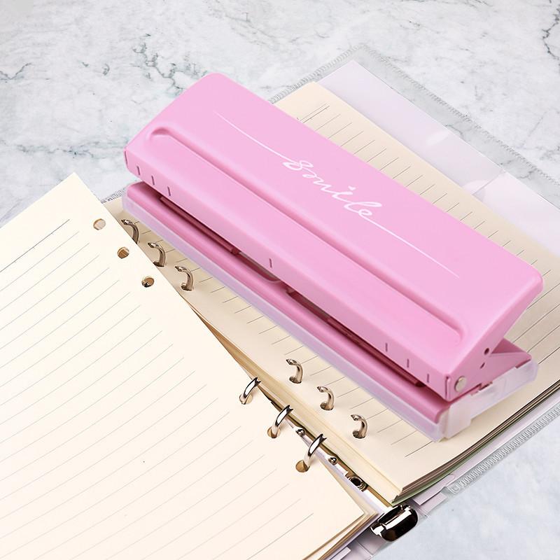 Paper Hole Punch 6-hole Adjustable Color Single-page Scrapbook Office Stationery Metal Loose-leaf Hole Punch
