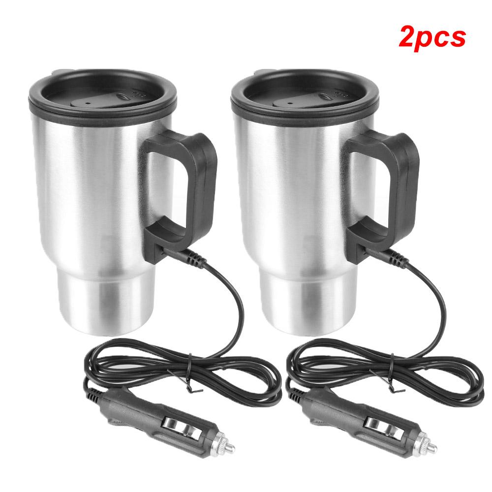 Water Coffee Milk Thermal Mug 12V 450ml Stainless Steel Vehicle Heating Cup Electric Heating Car Kettle Camping Travel Kettle