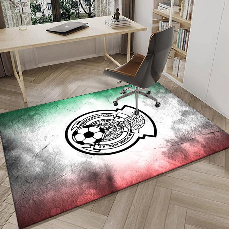 Mexico Football Team Emblem Printed Area Rug for Office, Chair Rug, Decorative Carpet Floor Mat, Large Size Fan gifts Christmas gifts