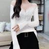 Elegant Rhinestone Mesh Sweater - Women's Long-Sleeve Versatile Chic Top