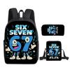 Fashion Novelty 67 Six Seven 3D Print 3pcs/Set Pupil School Bags Laptop Daypack Backpack Inclined Shoulder Bag Pencil Case