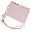 [GRAV] Pass Case with Reel, Women's Cute Card Case, Slim Coin Case, Pink (Includes Keychain Strap)