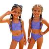 Costume da Bagno Due Pezzi per Bambina Set Top Corto Senza Maniche con Stampa di Paillettes e Slip a Vita Alta Costumi da Bagno per Bambini Estate Abbigliamento da Spiaggia
