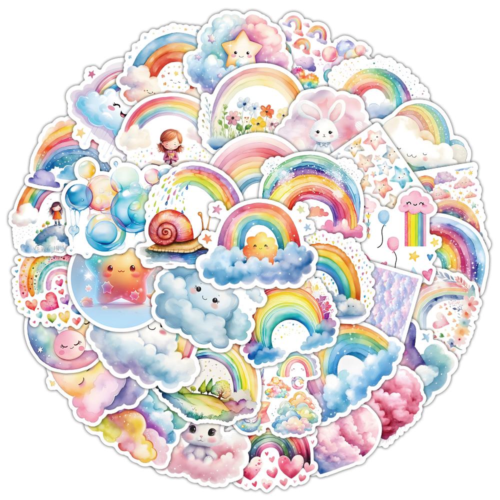 10 30 50Pcs Kawaii Cartoon Rainbow Stickers Cute Cloud Star Stickers Sticker Phone Guitar Diary Coloful Graffiti Decals Kids Toy