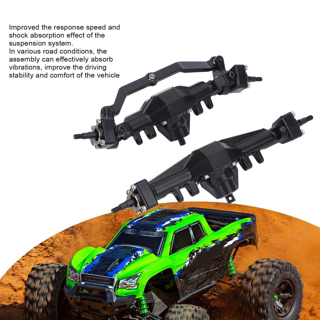 RC Front Rear Axle Complete Set Brass Electroplating RC Axle Assembly for 1/18 Black