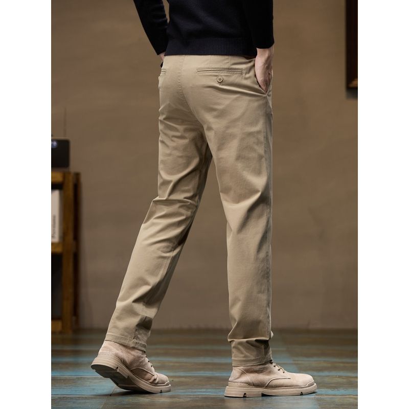 Factory Surplus Spring and Autumn Pure Cotton Casual Pants for Men, High-End Business Khaki Straight-Leg Dress Pants, Versatile Long Pants