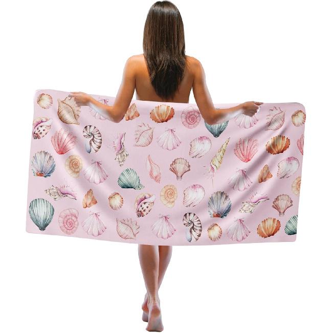 Blue Coastal Oysters Beach Towel, East Coastal Bathroom Decor, Trendy Beachy Sand Beach Towels Gifts for Women, Nautical Oyster Quick Dry Bath Pool розовый