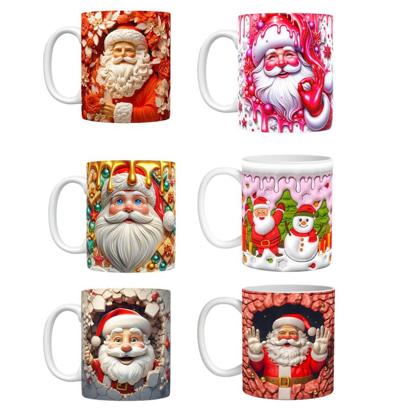 3D Christmas Ceramic Mugs Cute Mugs With Flat Painted Santa Claus Novelty Coffee Mug In Ceramic 11oz Coffee Milk Tea Lovers Gift