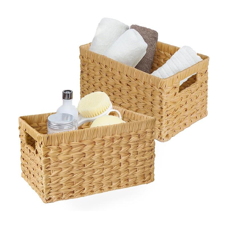 Cesta de Almacenamiento Tejida Sala de Estar Cocina Oficina Moderna Minimalista Con Asas Tamaños Pequeño Grande Gris Marrón Beige