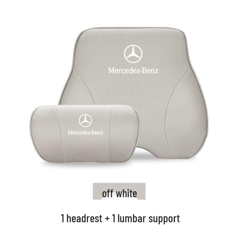 Cojín de Cabeza y Respaldo de Cuero Genuino para Coche Mercedes-Benz - Almohada Universal para E300L, C260, GLC (Todas las temporadas)