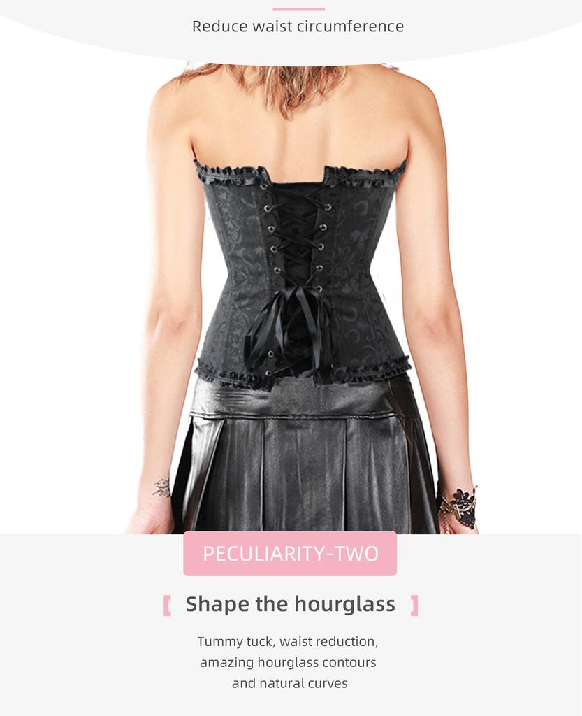 Lace Satin Waist Cincher Corset with Boning