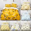 Honey Bee Duvet Cover Set, Black White Printing Bedding Set, Twin/Full/Queen/King Size Crown Quilt Cover for Girls Boys