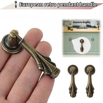 2PCS Decorative Drawer Knobs Wooden Crafts Drawer Pulls Drawer Handles Cabinet Handles Alloy Handle 20x57mm