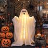 Ghost with Warm Lights Halloween Decoration, LED Light Up Standing Ghost, Indoor Outdoor Spooky Window White for Porch, Yard, Lawn, Garden Decor