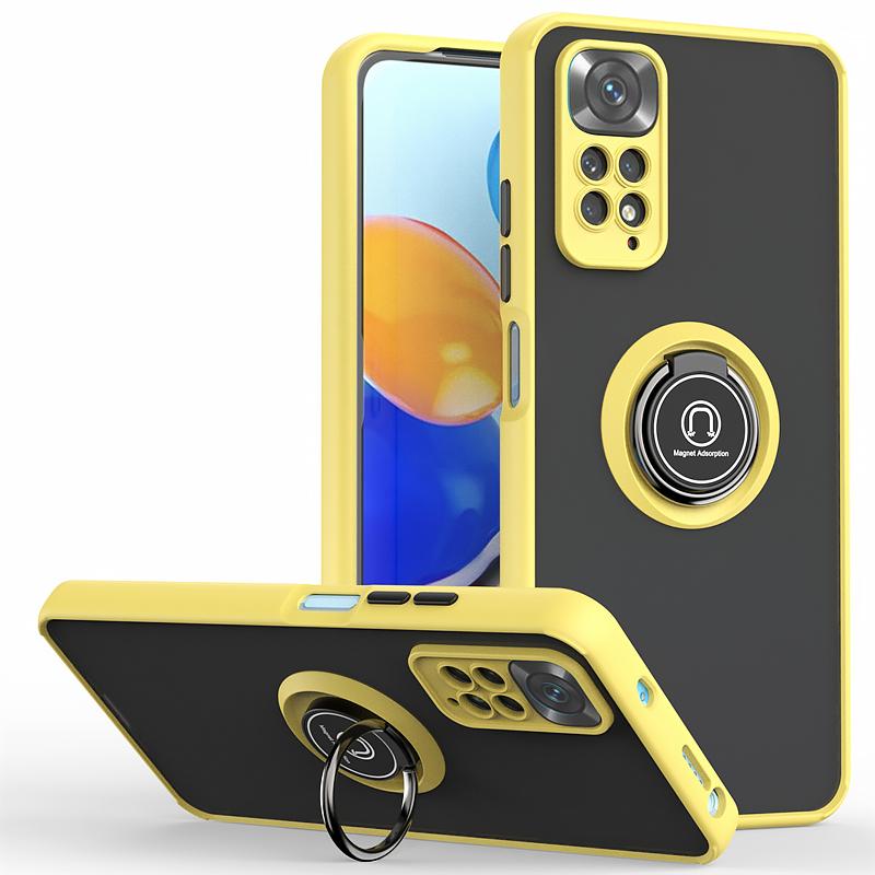 Shockproof PC Matte Armor Case For Xiaomi Redmi Note 11 11S 11E 11Pro 4G 5G Car Magnetic Ring Holder Cover for Redmi Note11 Pro