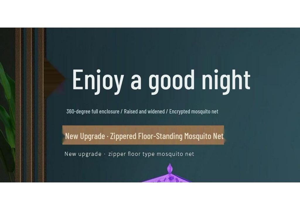 Encrypted Zipper Mosquito Net for 1.2m-2m Beds, Three-Door Design