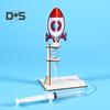 1 Set DIY Rocket Launcher Model Kit Handmade Wooden Puzzle Air Powered Rocket Building Crafts Kids STEM Educational Science Experiment Toy