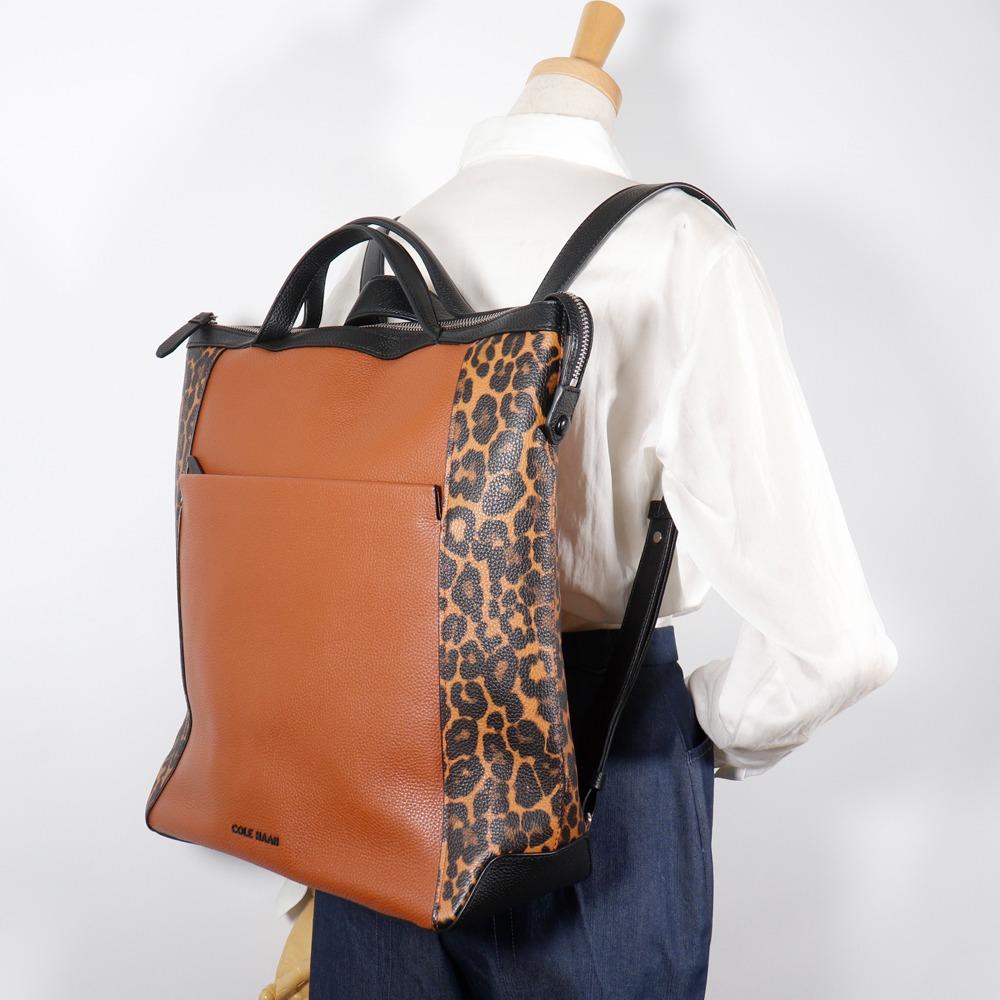 COLE HAAN Grand Ambition Handbag 3WAYTote Bag Leopard Pattern Brown / black Calfskin Leopard unisex Used
