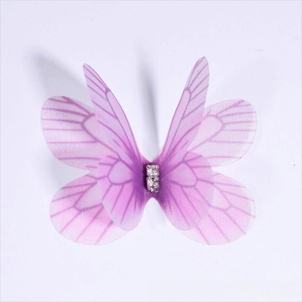 50 Stück 3D Organza Stoff Schmetterlings-Applikationen Doppellagige Chiffon Schmetterlings-Stickerei-Aufnäher Handgefertigte Haarnadel-Accessoires