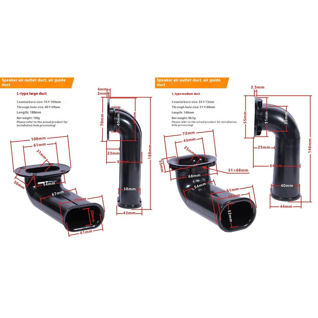 Ventilation Inverted Tube L Shape Acoustic Port Tube Optimizes Bass Performances for Speaker Builds And Upgraded