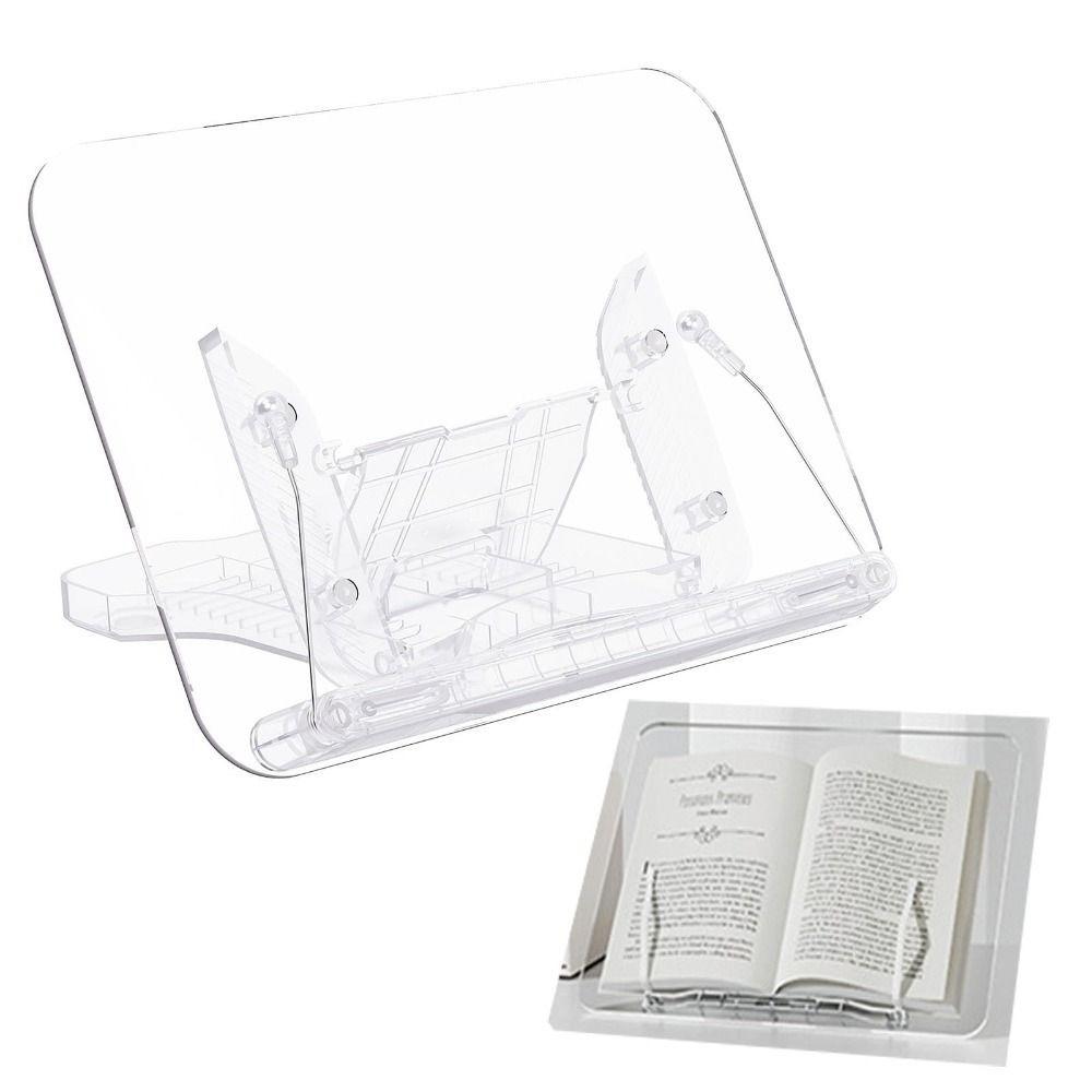 

Portable Acrylic Book Stand Angle Adjustable Easy Use Reading Stand Foldable Design Lightweight Book Holder Reading Aid прозрачный