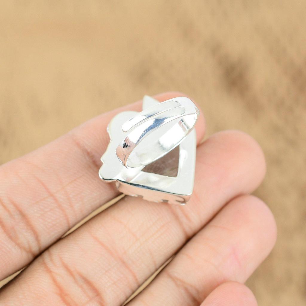 Memorial Day Sale Golden Rutile Gemstone Promise Flower Ring Jewelry 925 Silver