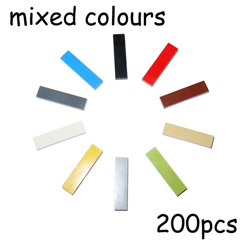 Non-Toxic 200Pcs Size 1X4 Bricks Flat Tile Moc Assemble Particles 2431 Smooth 1*4 Building Blocks Diy Educational Creative Toy For Kids