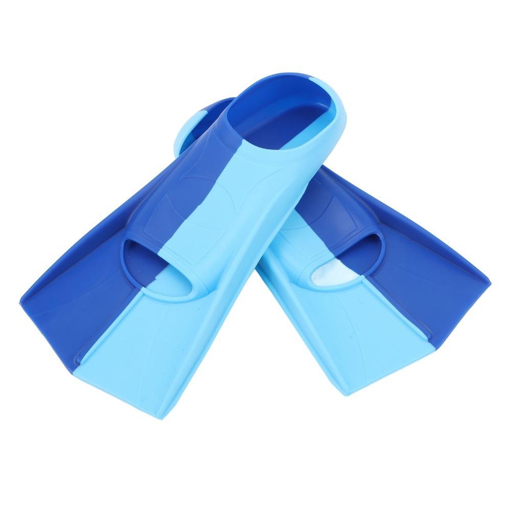 2PCS Blue Swim Fins Anti-Slip Short Blade Fins Swimming Training Flippers for Diving Breaststroke