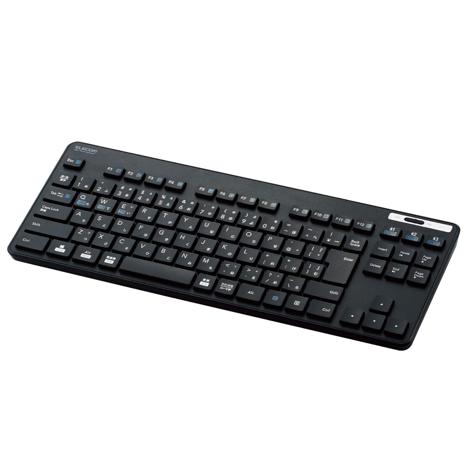 

ELECOM Bluetooth Keyboard Compact Thin Membrane Type Antibacterial Supports for Up to 3 Devices Tenkeyless Black TK-FBM119KBK Multi-Pairing