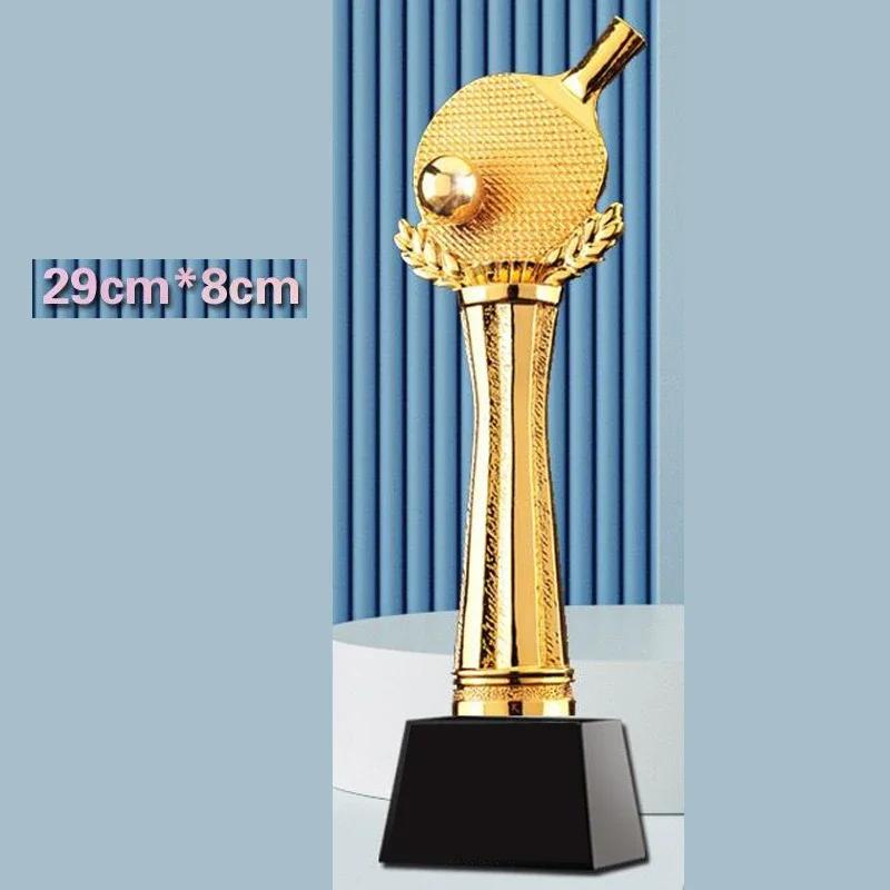 Personalisierte Harz Tischtennis-Trophäe Gold Silber Kupfer Auszeichnungen Souvenirs Heimdekorationen Handwerk Beschriftung Kristallsockel Medaille 1 Stück