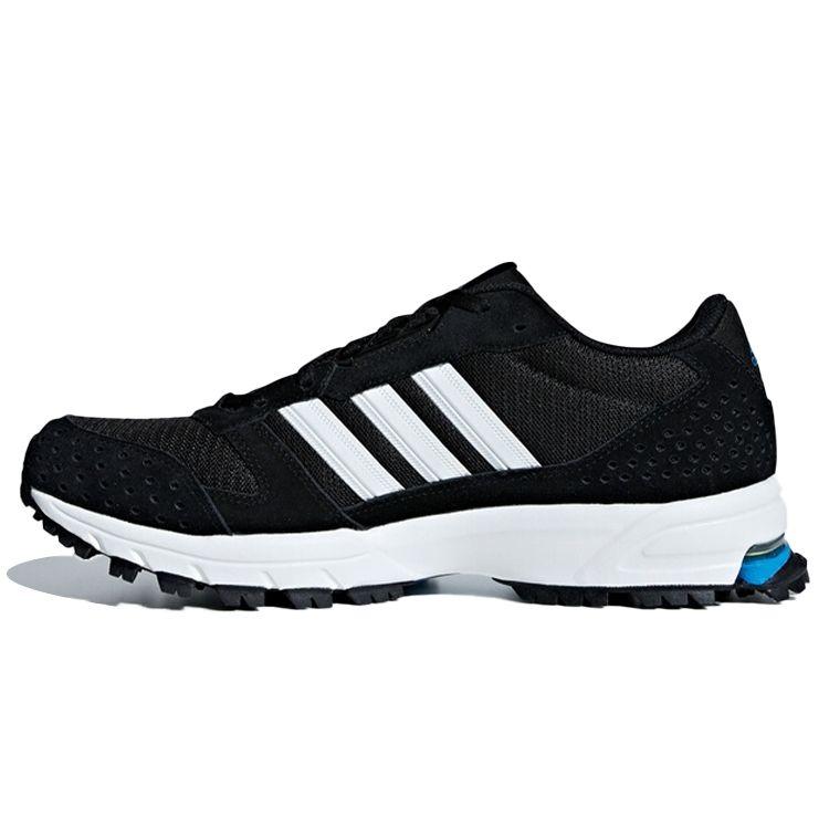 Adidas Marathon 10 Comfortable Fabric Suede Low Top Running Shoes Men Sneakers Black White Blue AC8600
