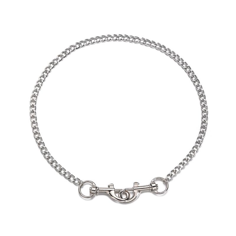 Titanium Steel Punk Necklace: Double-Head Lock & Keychain – Trendy Unisex Hip Hop Chain with Unique Design.
