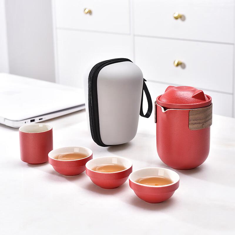 Black Pottery Portable Travel Tea Set