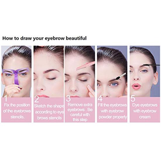 8Pcs Eyebrow Stencils Brow Rulers Professional Grooming Drawing Card Guides