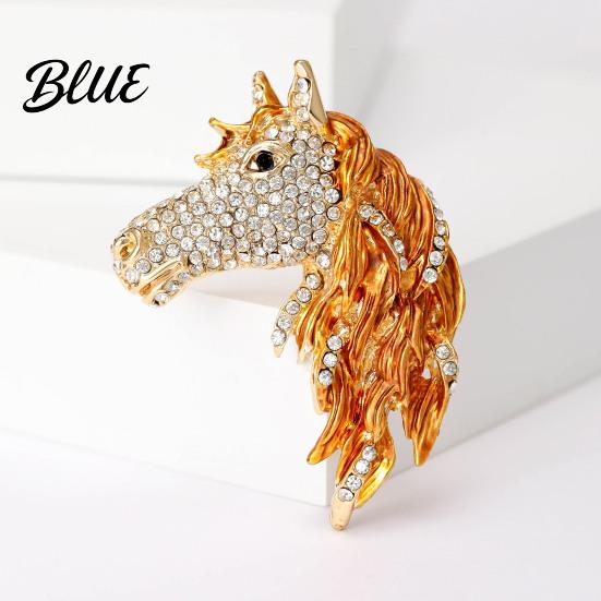 Horse Theme Gift Head Brooch Sparkling Alloy Animal Lapel Pin