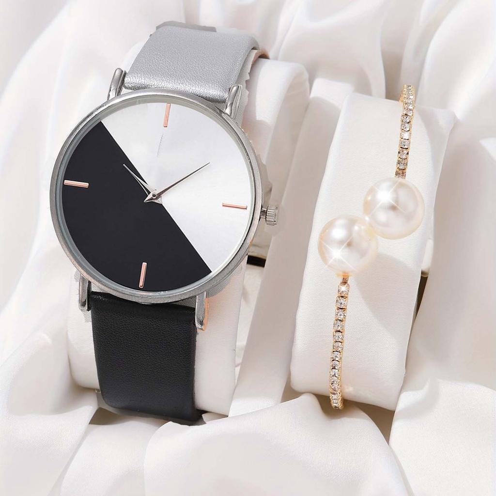 Ceas de damă cu curea dublă de culoare Geneva Ceasuri de mână cu cuarț ultra-subțiri