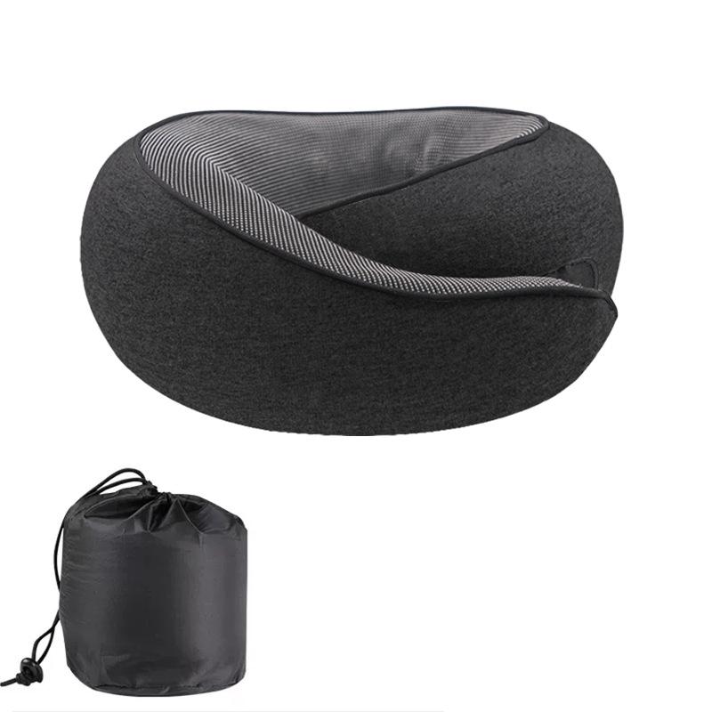 U-Shaped Memory Foam Travel Neck Pillow - No Head Tilt Support for Airplane and Office Use