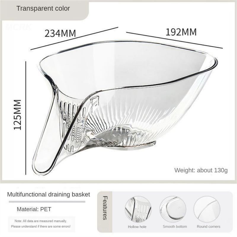Rice-washing Artifact Easy To Use Storage Of Fruit Kitchen Washing Rice Basket Plastic Draining Fine Water Hole Wash Fruit Basin
