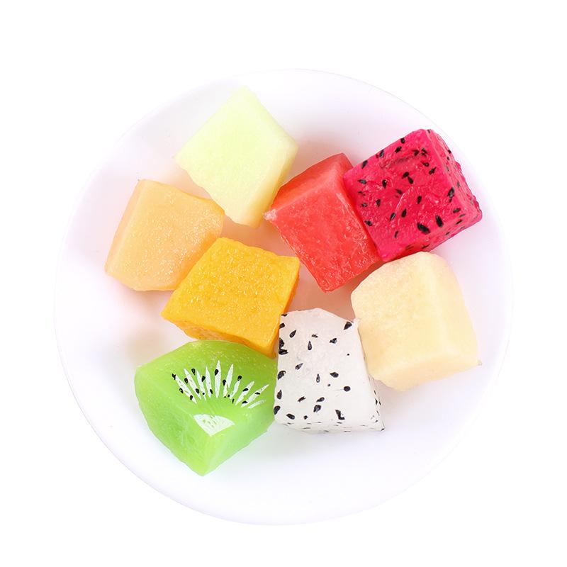 Miniature Fruit Cube Toys: Pitaya, Mango, Kiwi - Fruit Salad Platter Accessories