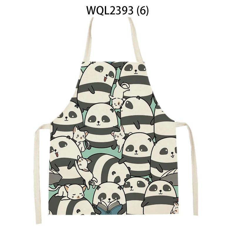 Home Kitchen Cooking Aprons Lovely Animal Bears Printed Sleeveless Linen Colorful Aprons for Men Women Baking Accessories