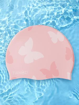 Adult Silicone Swimming Cap: Waterproof, Non-Slip, High Elasticity with Butterfly Pattern, Unisex