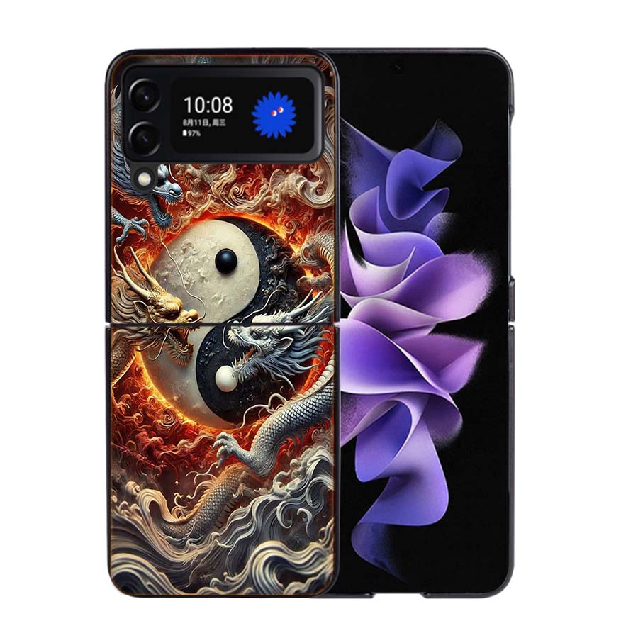 Balance of Elements The Eternal Yin-Yang Phone Case For Samsung Z Flip 7 6 5G Galaxy Z Flip4 Z Flip5 Z Flip3 Coque Black Hard PC